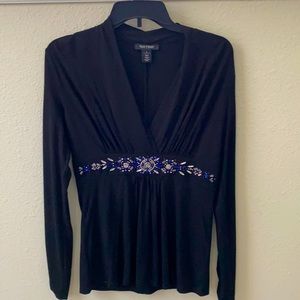 Long sleeve top with rhinestone waist